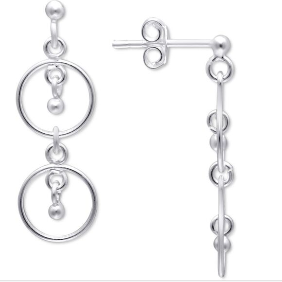 NWT Giani Bernini Double Ring Drop Earrings in Sterling Silver - Picture 1 of 4